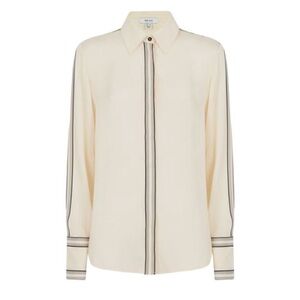Reiss Cream Blouse with Black Stripes